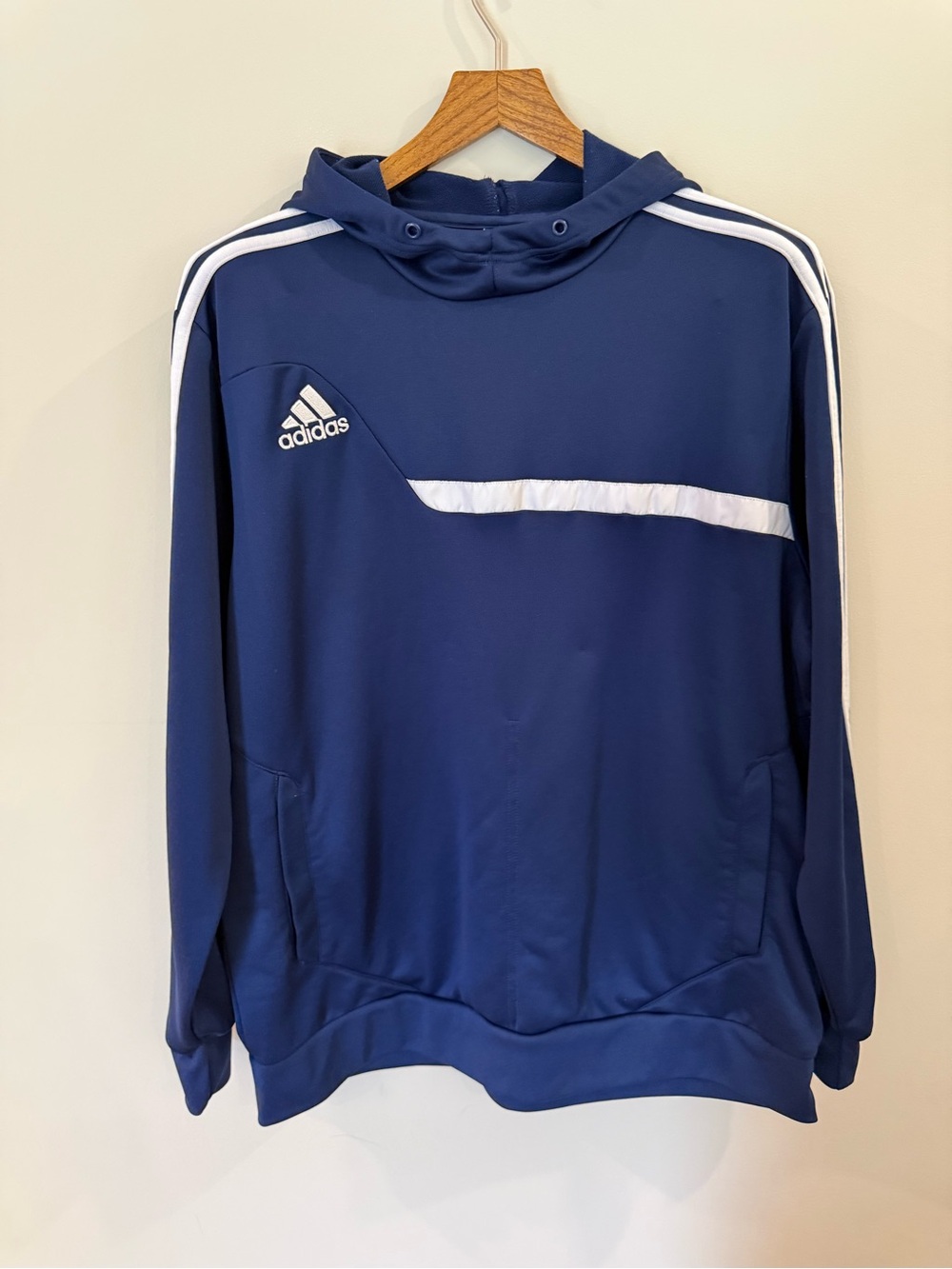Adidas Vintage 2000s Hoodie – Navy/White (XL)